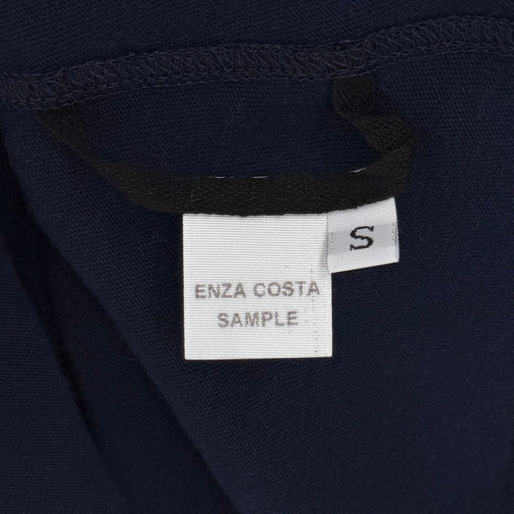 ENZA COSTA Cashmere Easy Cuffed U Neck Top Small Midnight Blue Minimalist Luxury - Picture 13 of 14